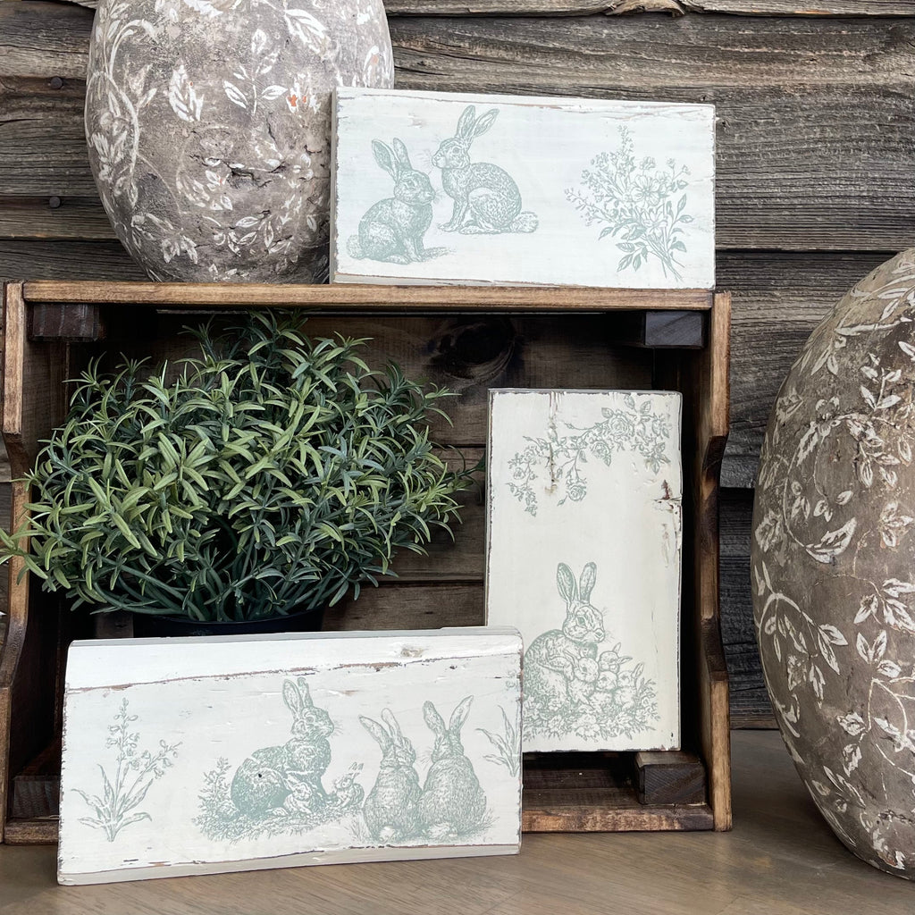 Spring DIY: Paint Inlays & Stamping for Adorable Shelf Sitters
